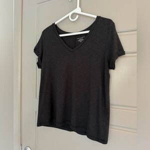 Max Studio Charcoal V-Neck Short Sleeve Top
